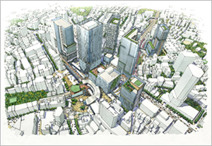 Conceptual image upon completion of the redevelopment project around Shibuya Station