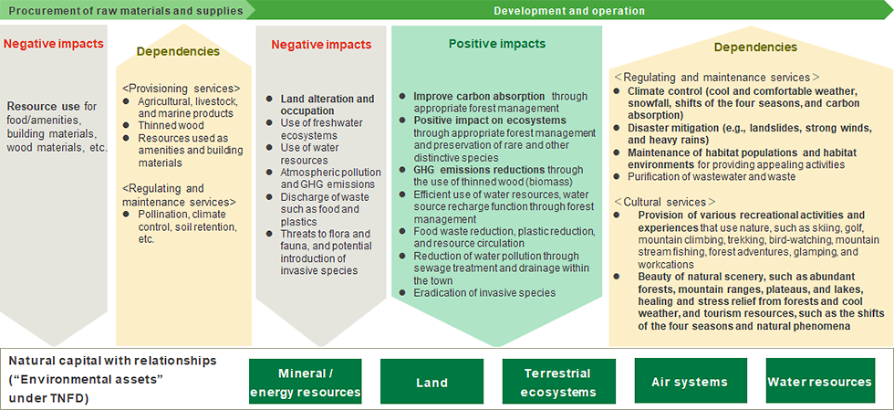 a flowchart showing Nature dependencies and impacts in value chain