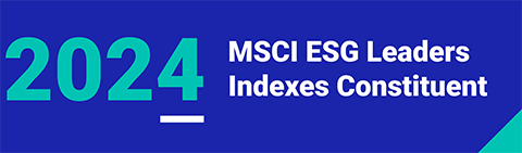 「2024 MSCI ESG Leaders Indexes Constituent」と書かれたロゴ