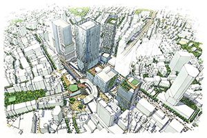 渋谷駅周辺地区の再開発の完成イメージ