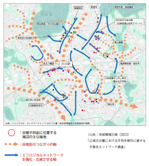 広域渋谷圏における谷地形のつながりとエコロジカルネットワーク形成の方向性